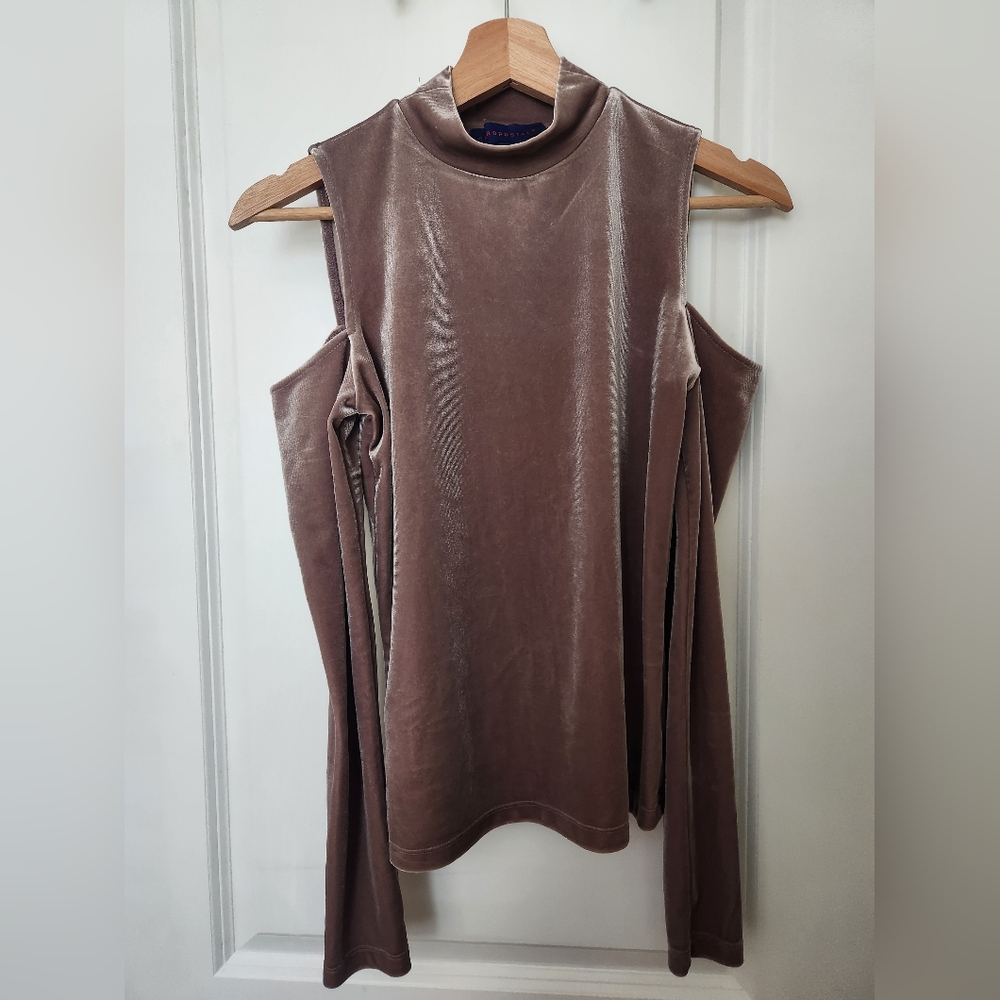 Aeropostale Long Sleeve Velvet Mauve Cold Shoulder Top Y2K Romantic Goth Sz S